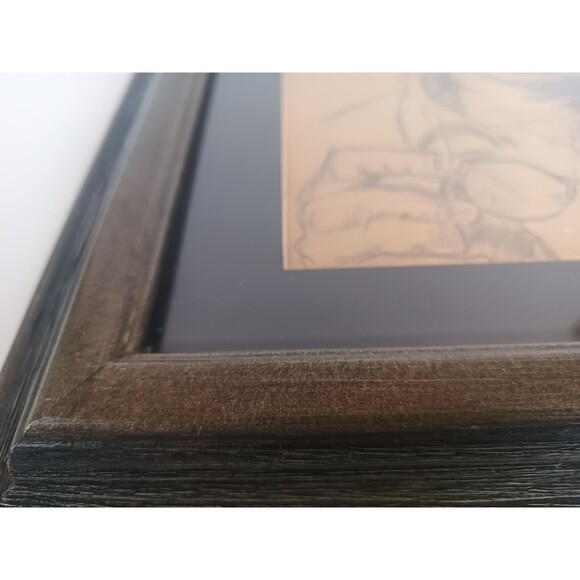 Old Man Holding His Glasses Framed Pencil Portrait Unknown Artist - Picture 9 of 10